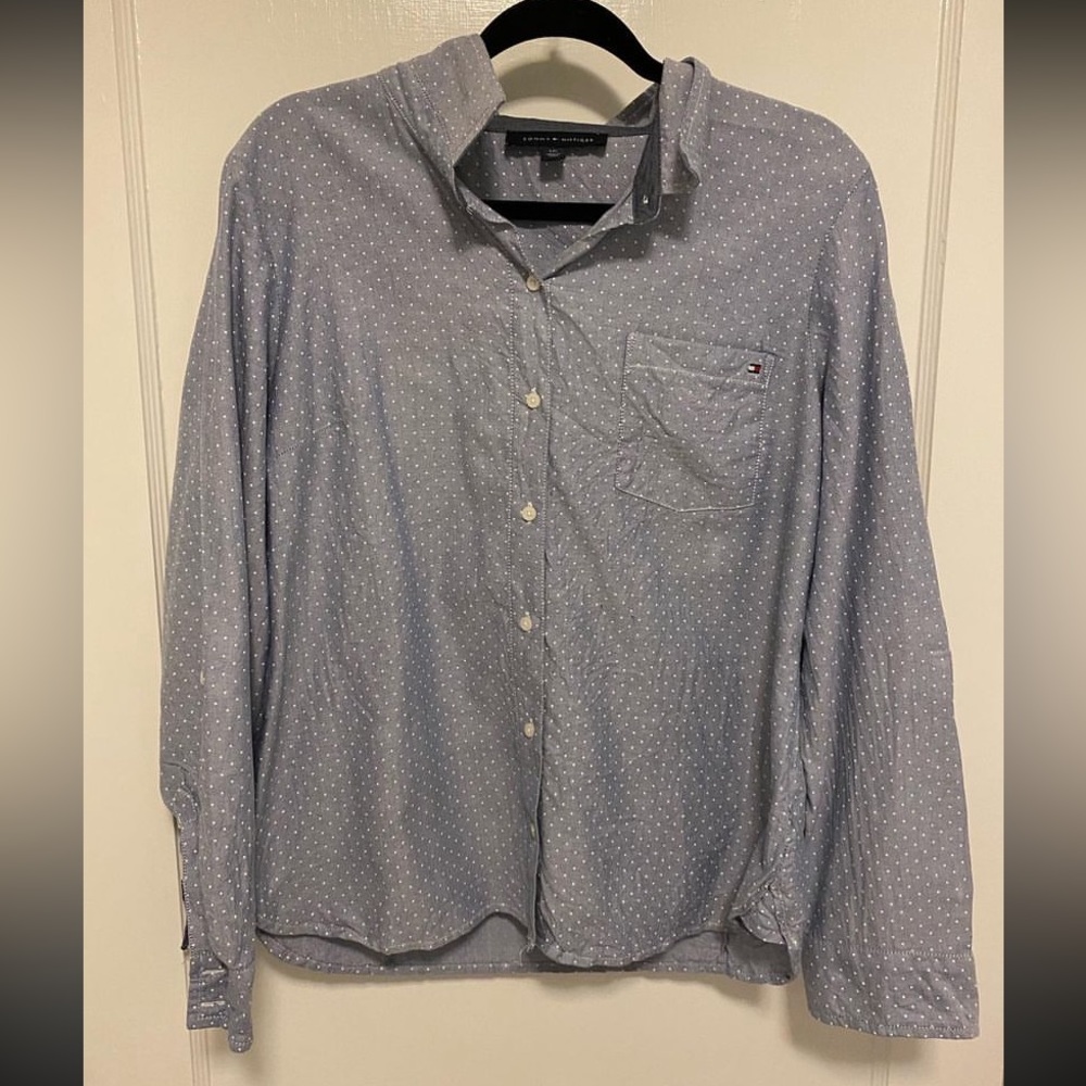 Women denim Tommy Hilfiger shirt with with polka dots